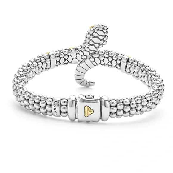 RARE WONDERS Two-Tone Snake Rope Bracelet from Lagos Size 6.5 & 7 - Picture 4 of 11